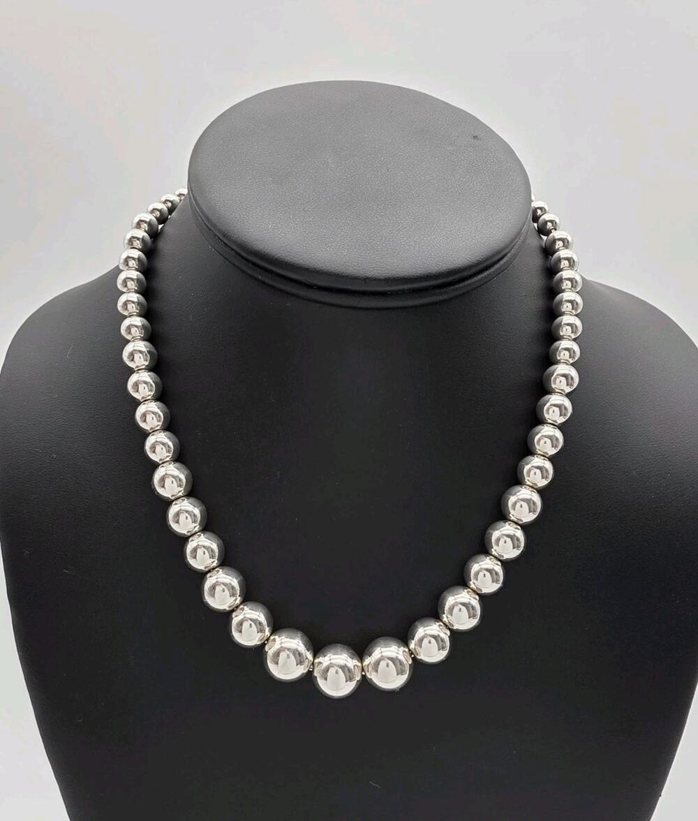 Tiffany & Co. Sterling Silver 925 Graduated Bead Necklace | 6mm–11mm | 16 Inch